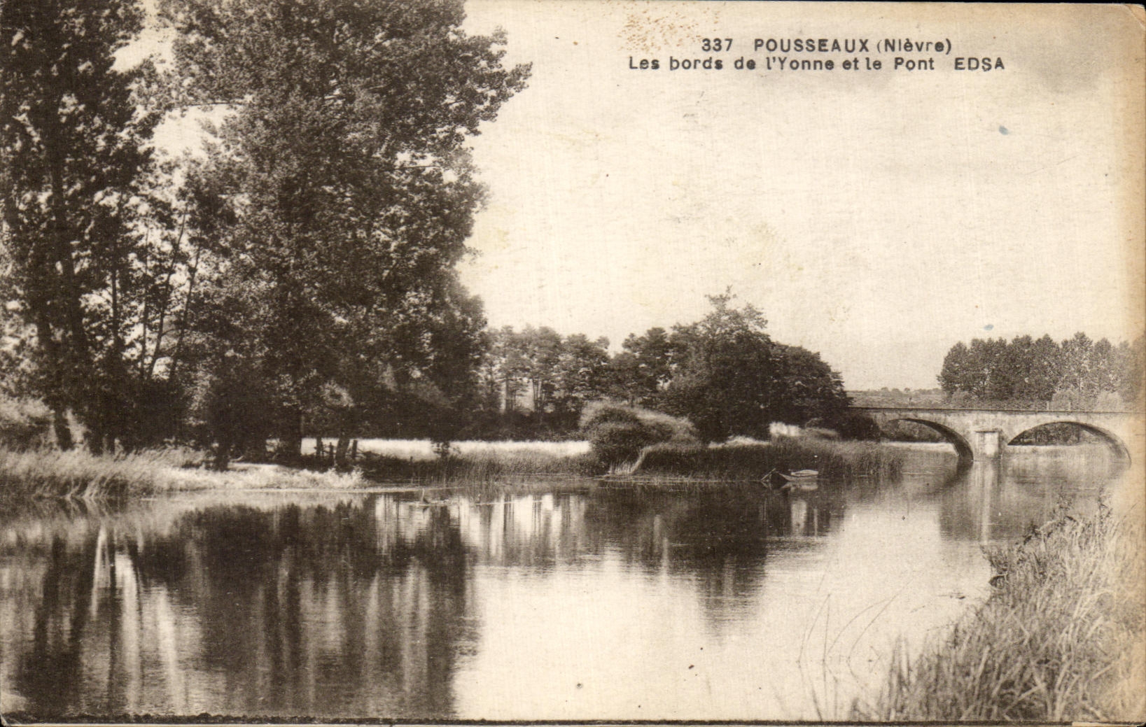 Pousseaux (Nièvre) — Les bords de l'Yonne et le pont — Éditeur EDSA, n° 337