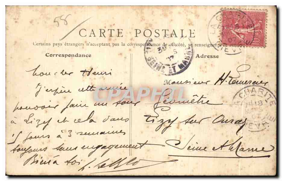 CPA La Charite La Loire et le Faubourg — Rückseite