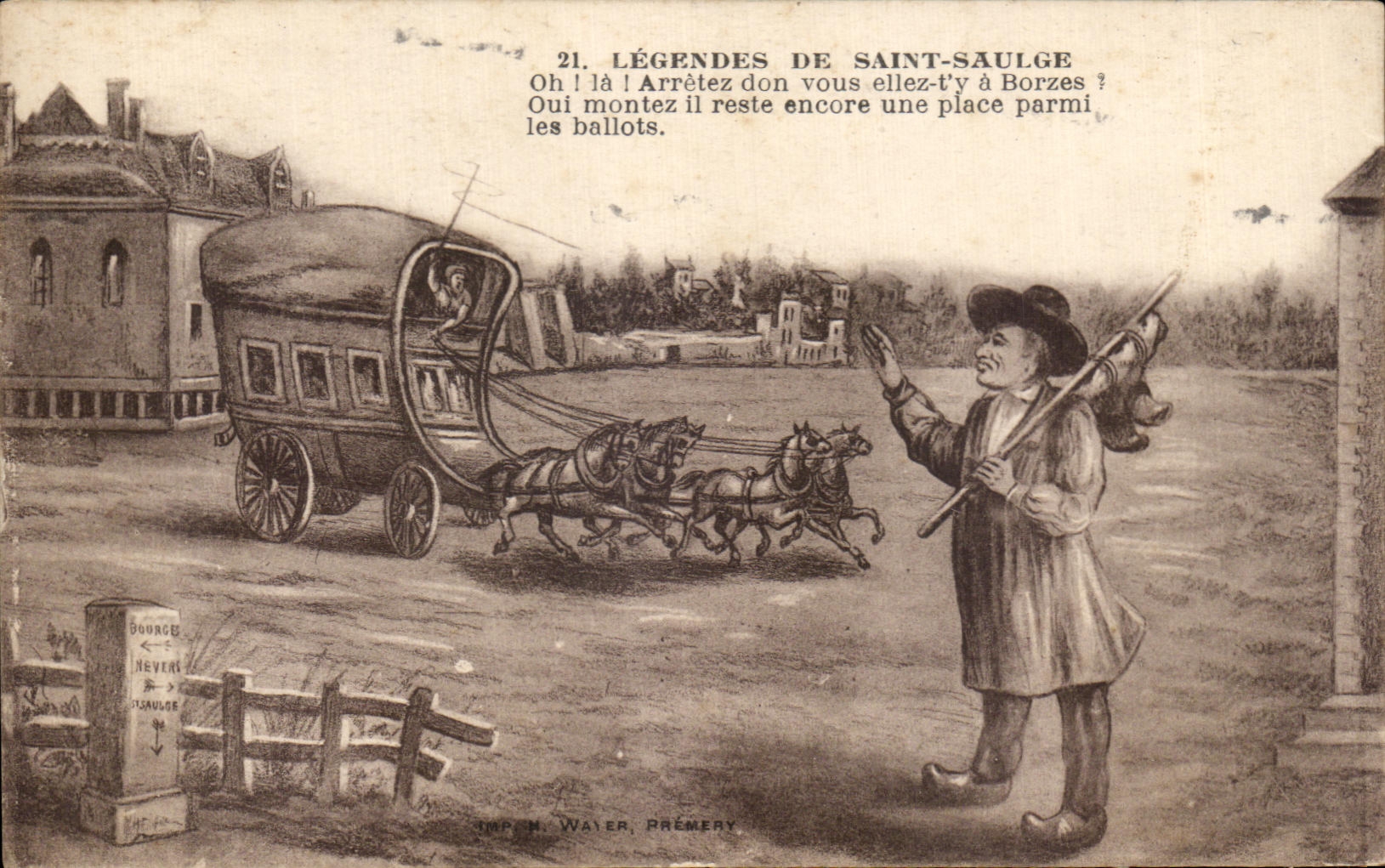 CPA Legendes De Saint Saulge Caleche 