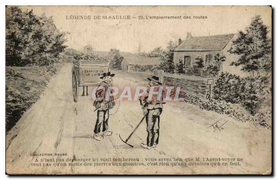 CPA Legende De Saint Saulge L empierrement des routes