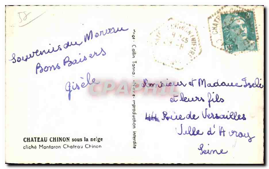 Château Chinon — sous la neige — cliché Montaron — Reverso