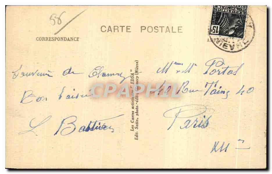 CPA Surgy Nievre Vallee de I Yonne — Rückseite
