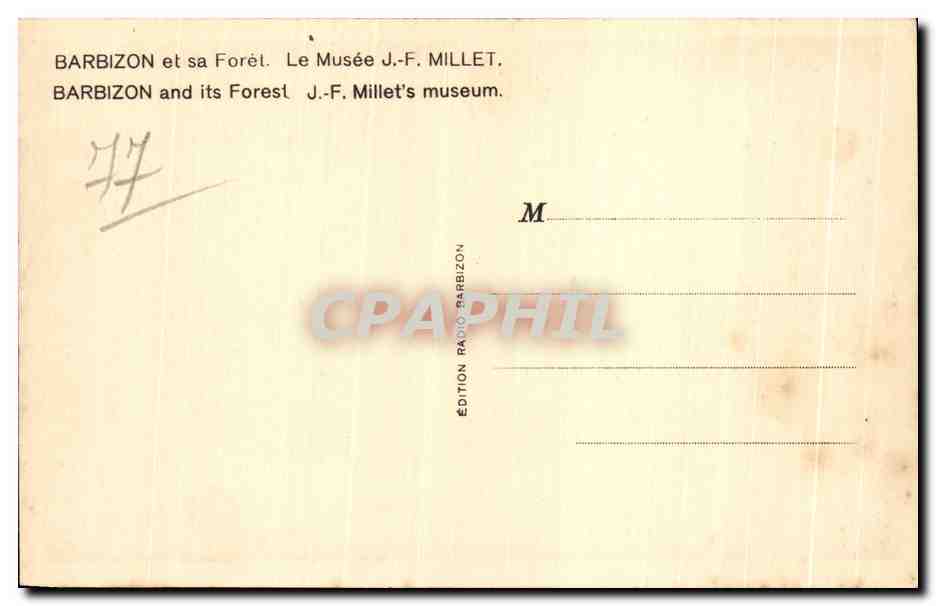 CPA Barbizon et sa Foret Le Musee J F Millet Barbizon and its Forest J F Millet s museum — Rückseite