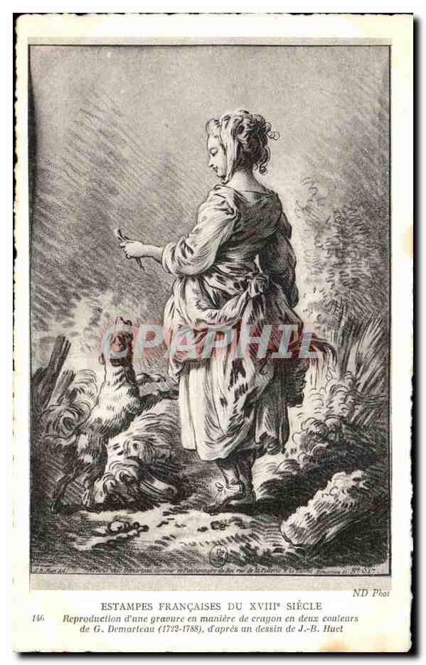CPA Estampes Francaises Du XVIII Siecle Demarteau Huet Chien Dog