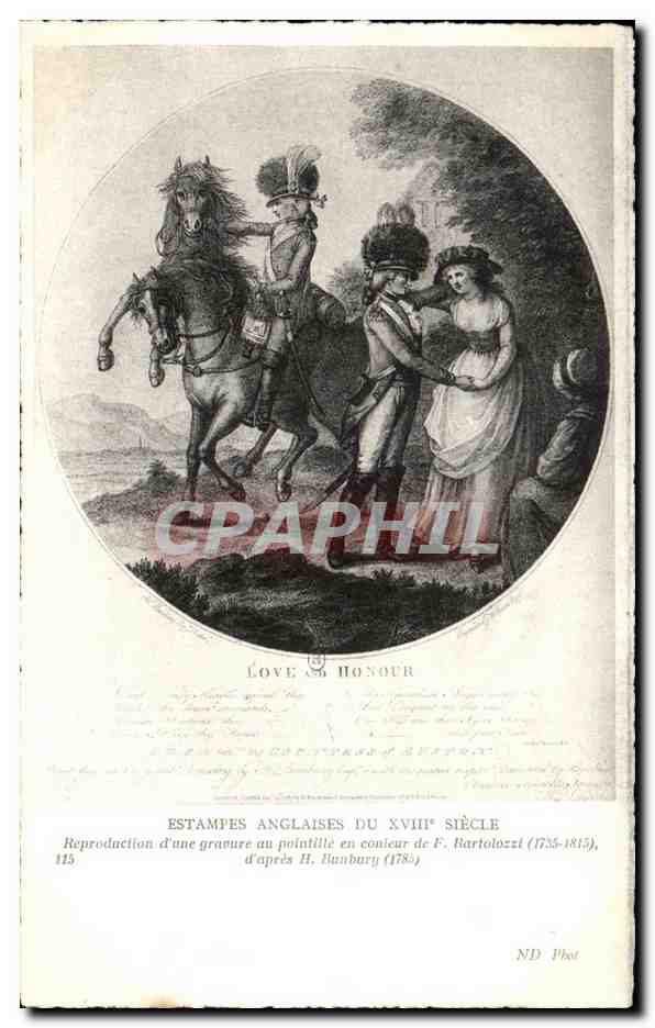 CPA Estampes Anglaises Du XVIII Siecle Reproduction d une gravure au pointille en conieur de F Rartolozzl 1735 1815 d apres H Hunbury 1785
