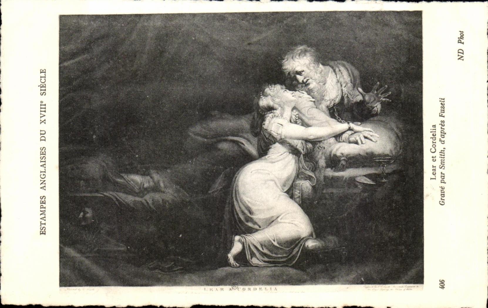 CPA Estampes Anglaises Du XVIII Siecle Lear et Cordelia Grave par Smith d apres Fusell
