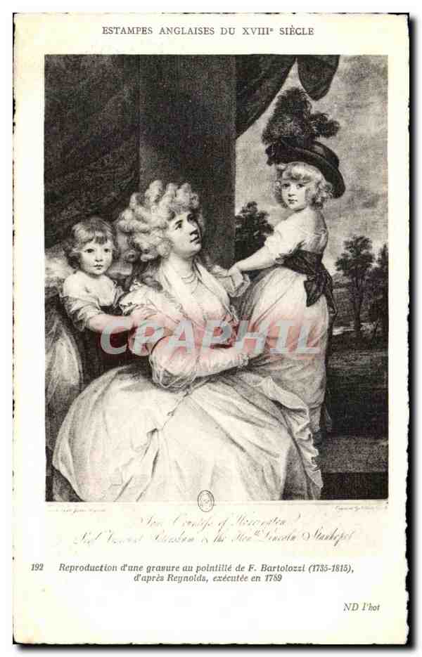 CPA Estampes Anglaises Du XVIII Siecle Reproduction d une gravure au pointille de F Bartolozzl 1735 1815 d apres Reynolds executee en 1789