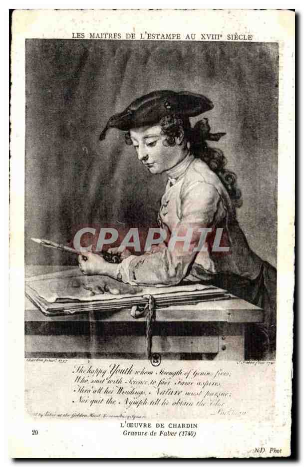 CPA Les Maitres De L Estampe Au XVIII Siecle L Oeuvere De Chardin Gravure de Faber 1740