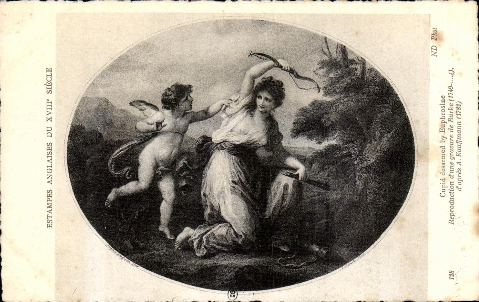 CPA Estampes Anglaises Du XVIII Siecle Cupid by Euphrosine Reproduction d une gravure de Burke 1749 d apres A Kauftmann 1782