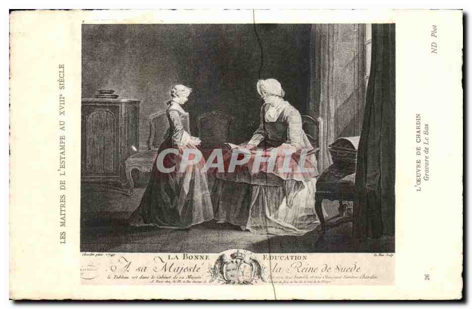 CPA Les Maitres De L Estampe Au XVIII Siecle L Oeuvre De Chardin Gravure de Le Bas