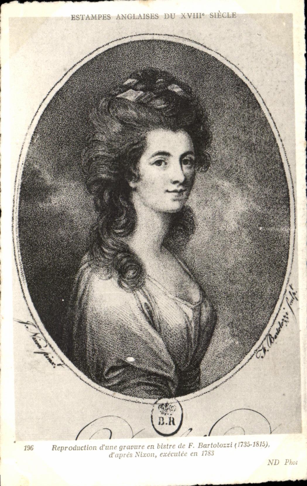 CPA Estampes Francaises Du XVIII Siecle Reproduction d une gravure en bistre de F Bartolozzi 1735 1815 d apres Nixon executee en 1783