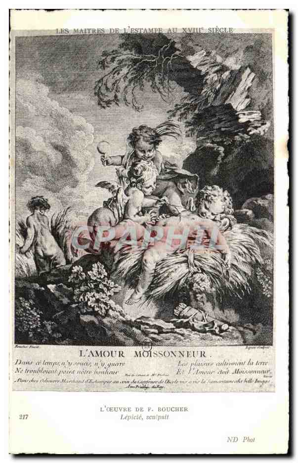 CPA Les Maitres De L Estampe Au XVIII Siecle L Oeuvre De F Boucher Lepicic sculpsit