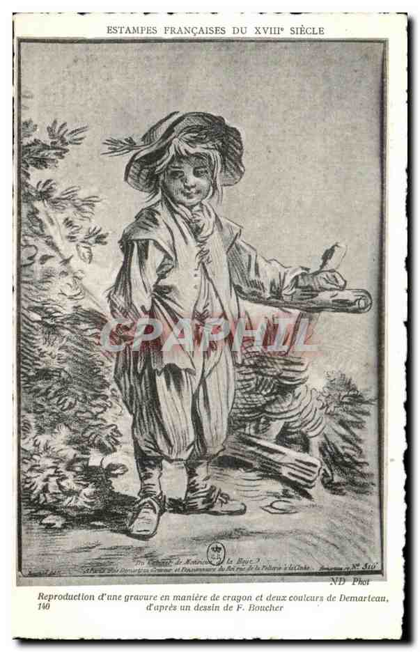 CPA Estampes Frencaises Du XVIII Siecle Reproduction d une gravure en maniere de crayon et deux couleurs de Demarteau d apres un dessin de F Boucher