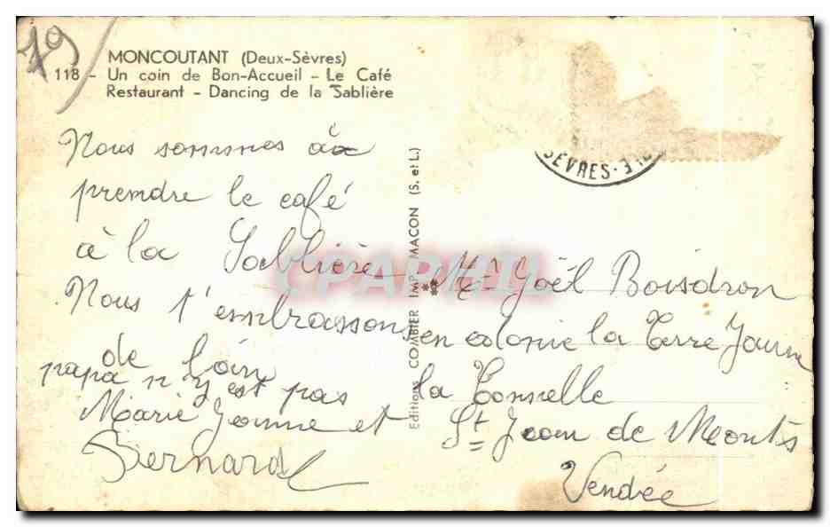 CPA Miscoutant Un coin de Bon Accueil Le Cafe Restaurant Dancing de la Sabliere — Rückseite