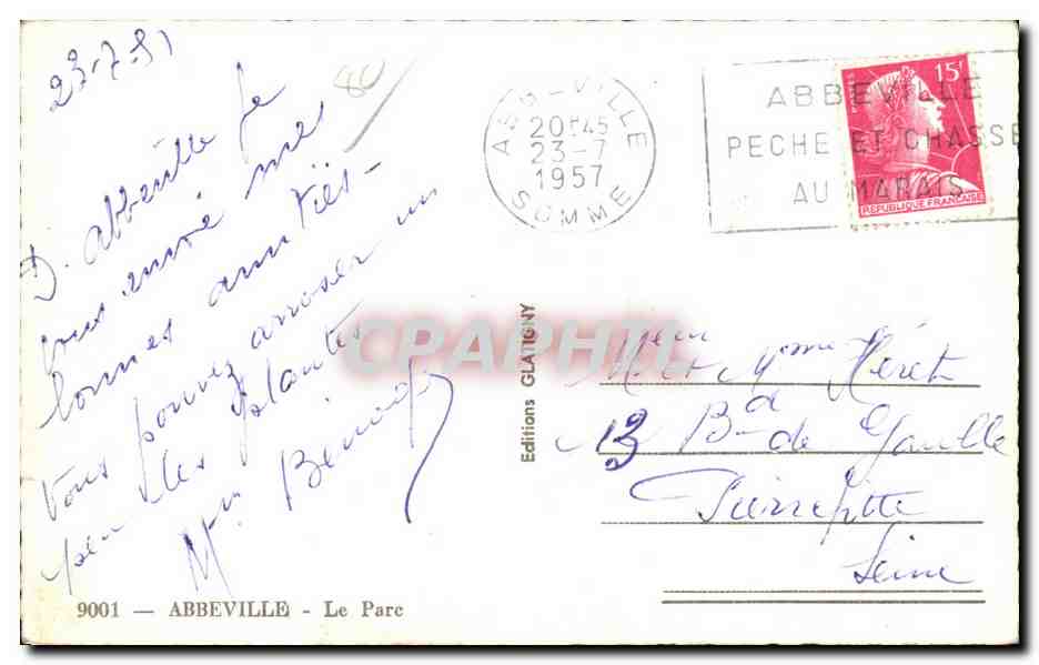Abbeville - Le Parc — Éditions Clatney, n° 9001 — Rückseite