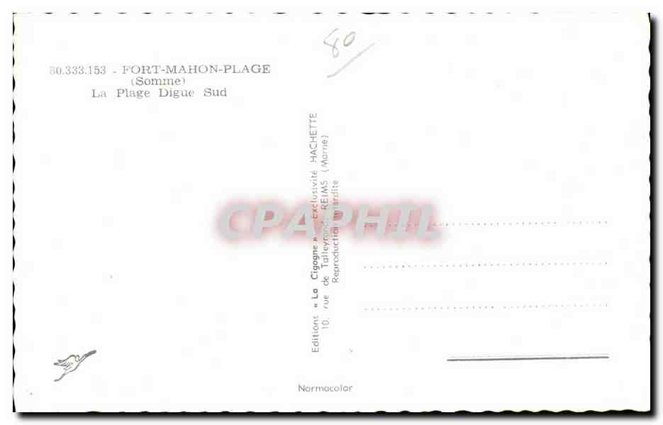 CPA Fort Mahon La Plage Digue Sud — Rückseite