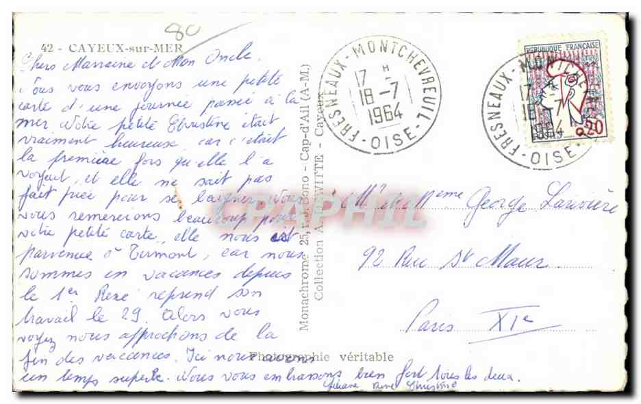 CPA Cayeux Sur Mer — Rückseite