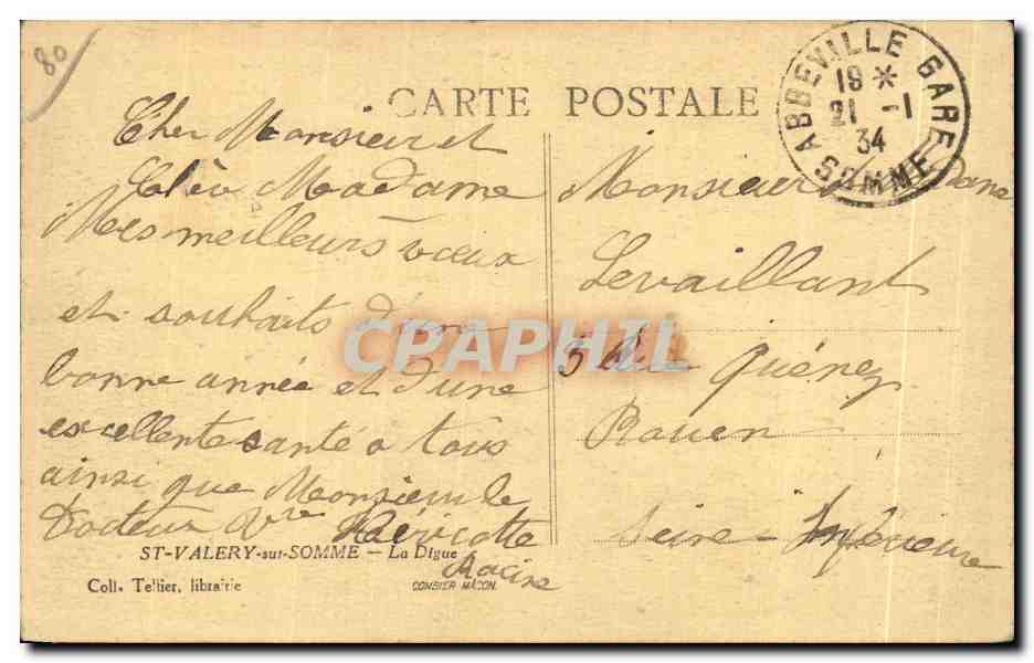 CPA St Valery sur Somme La Digue Bateaux — Back