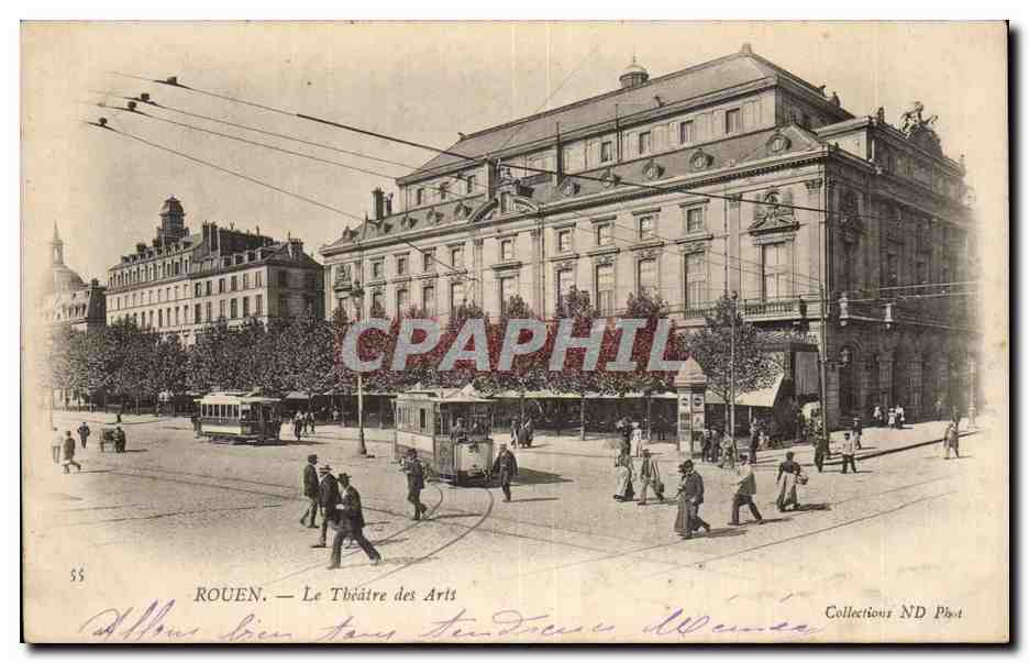CPA Rouen Le Tbeatre des Arts Tramway
