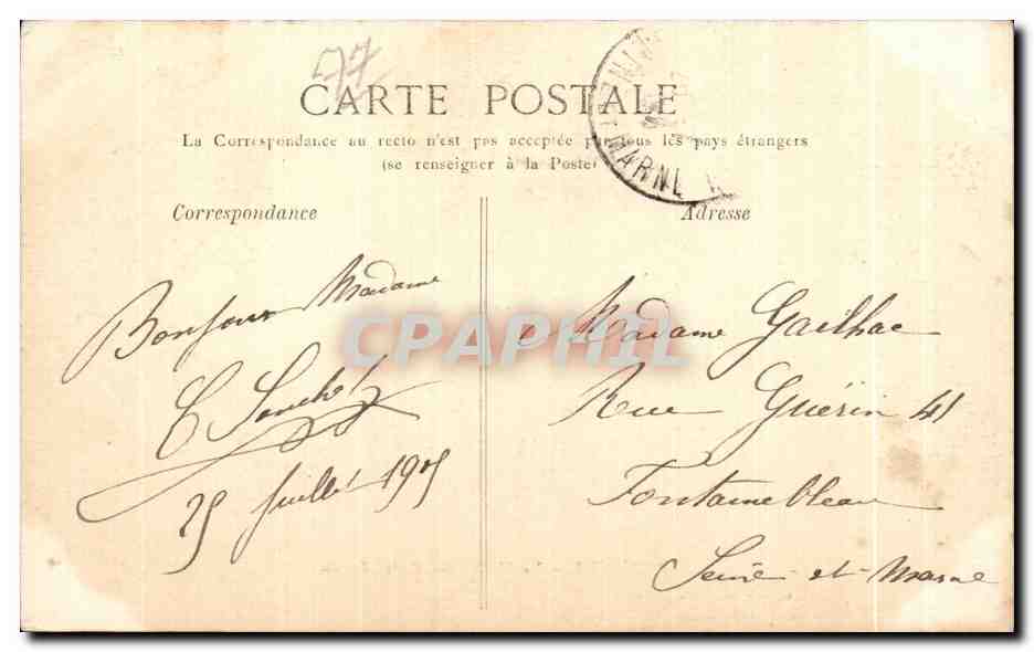 CPA Nemours La Riviere des Petits Fosses — Rückseite