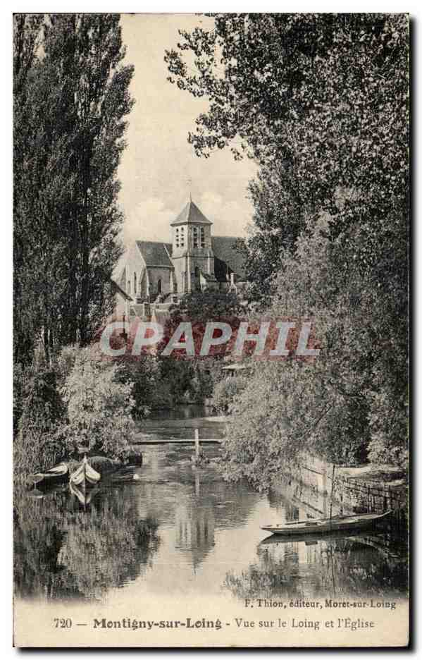 Mentigny-sur-Loing — Vue sur le Loing et l'Église — F. Thion, éditeur, Moret-sur-Loing, n°720