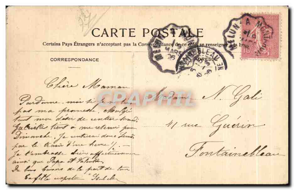 CPA Chateau Landon L eglise Portail Ouest — Back