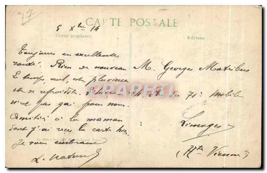 CPA Lagny Maison sur bateau coulee par un obus Lagny House on a boat sunk by a shell — Rückseite