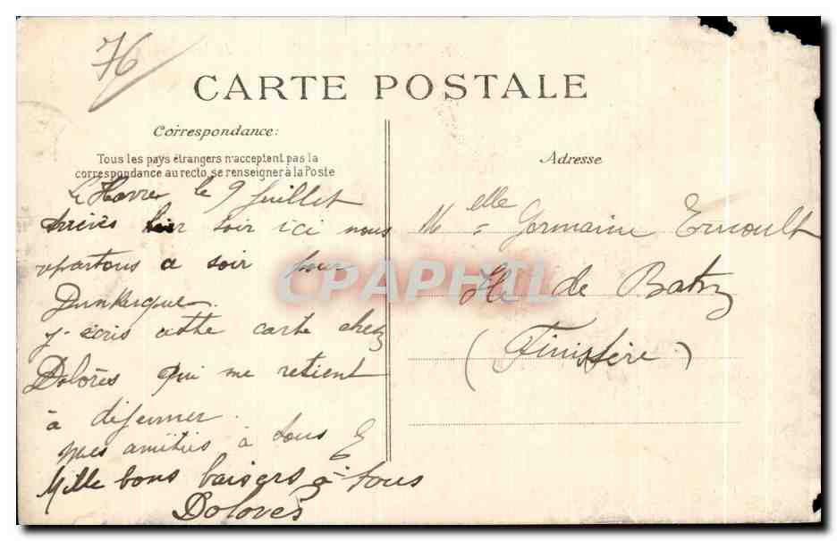 CPA Sainte Adresse Rue du Beau Panorama — Rückseite