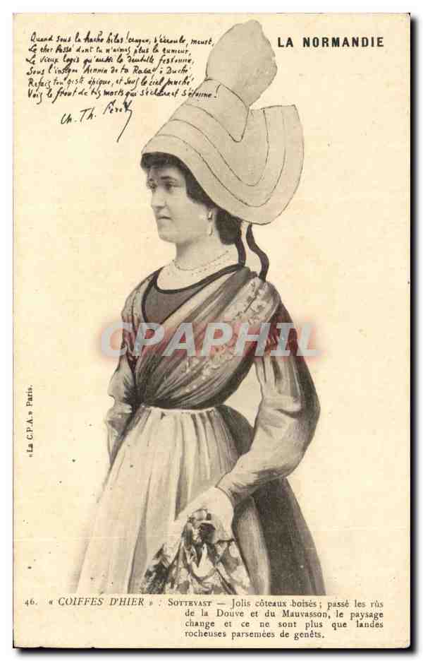 CPA Coiffes D Hiver Sottevast Folklore Costume