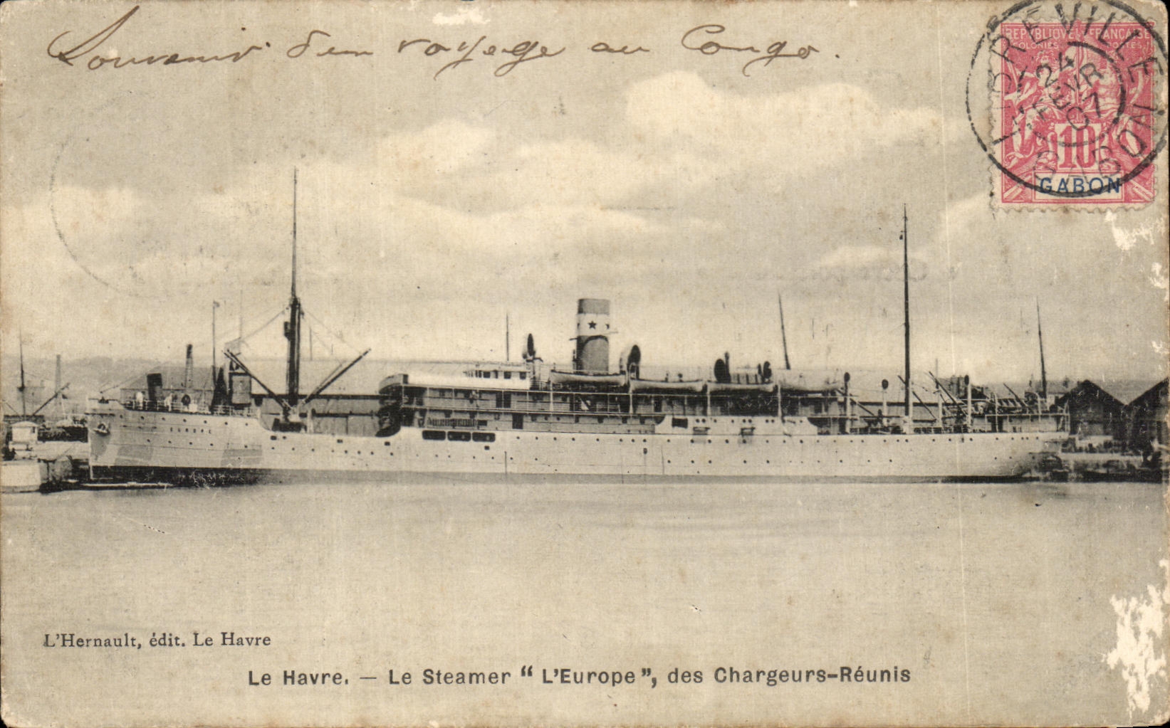 Gabon CPA Le Havre Le Steamer L Europe des Chargeurs Reunis