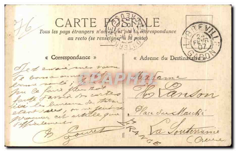 Gabon CPA Le Havre Le Steamer L Europe des Chargeurs Reunis — Rückseite