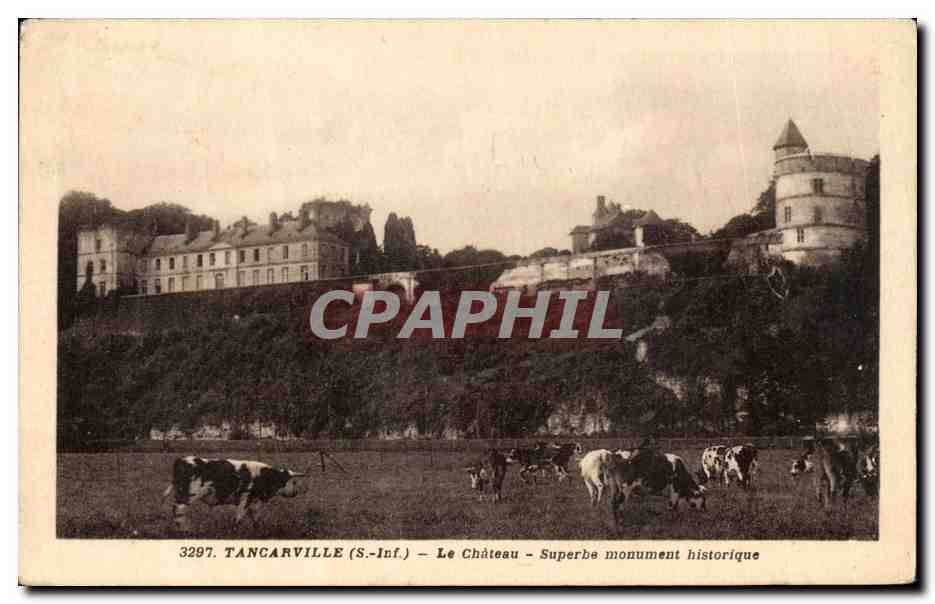 CPA Tancarville Le Chateau Superbe monument historique Vaches
