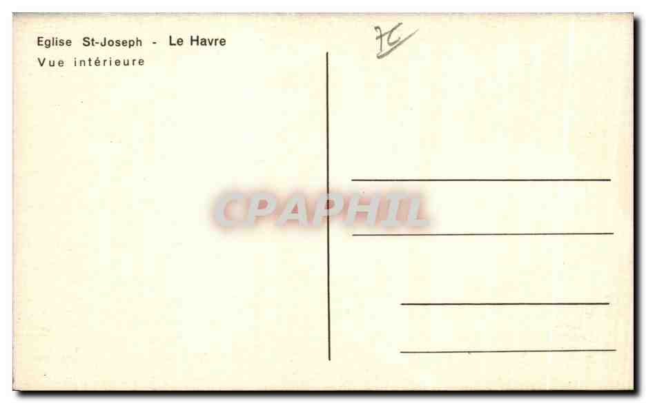 CPA Eglise St Joseph Le Havre Vue interieure — Rückseite