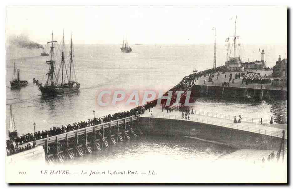 CPA Le Havre La Jetee et l Avant Port Bateau Voilier 
