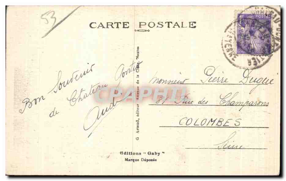 Château-Gaontier — Église Saint-Jean et le Jardin Anglais — Gaby — Verso