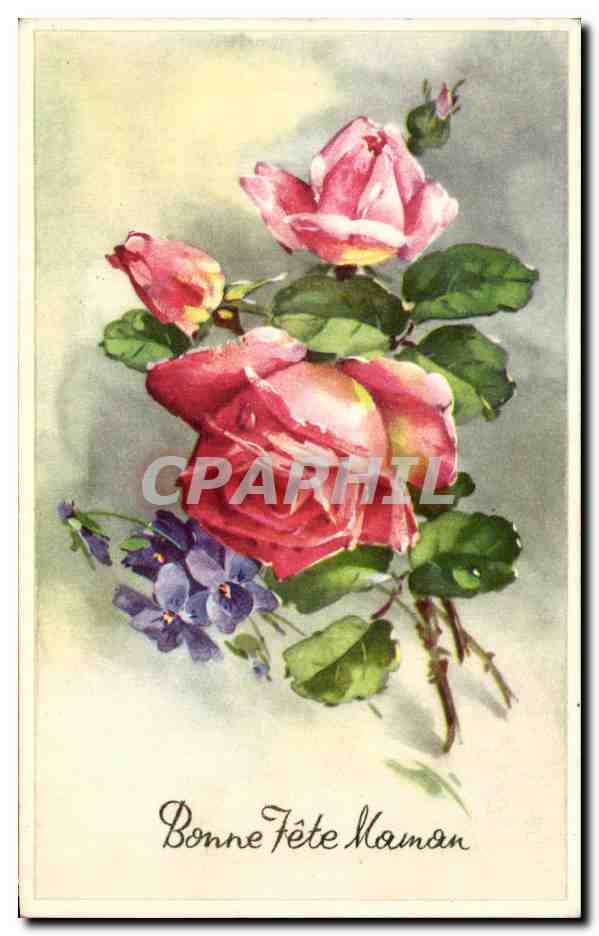 CPA Fantaisie Fleurs Bonne Fete Maman