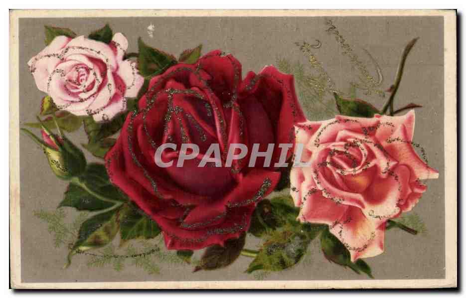 CPA Fantaisie Fleurs Bonne Fete Roses