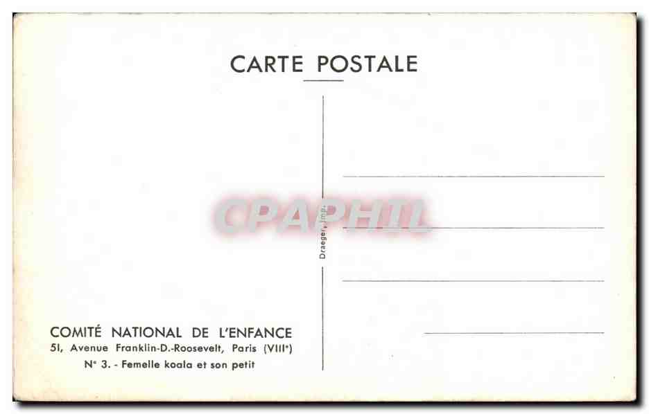 Femelle koala et son petit — COMITÉ NATIONAL DE L'ENFANCE, Paris — Back