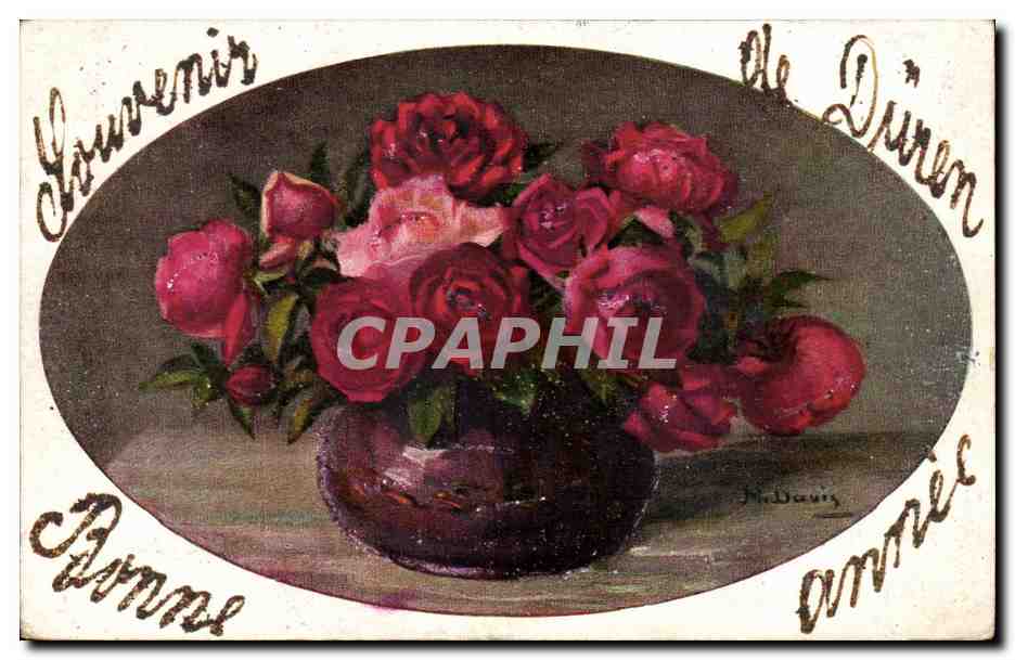 CPA Fantaisie Fleur Souvenir de Duren Bonne Annee
