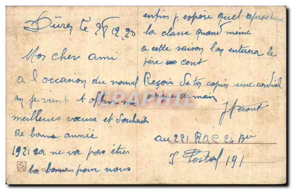 CPA Fantaisie Fleur Souvenir de Duren Bonne Annee — Rückseite