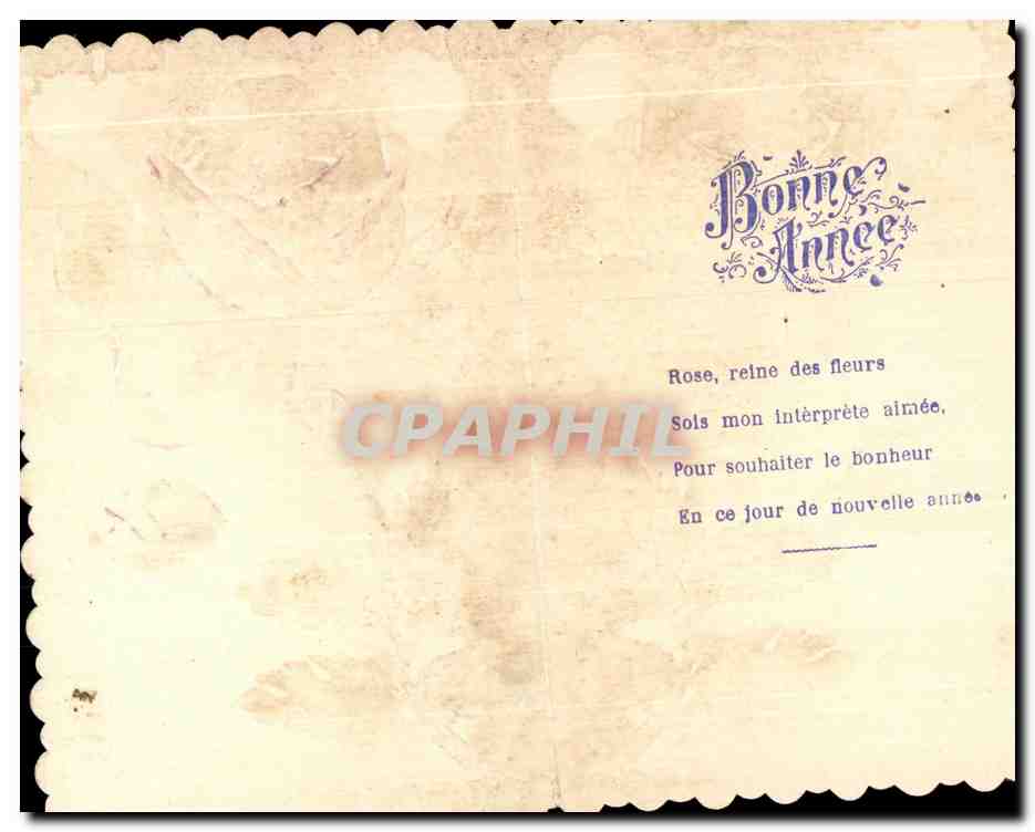 CPA Fantaisie Fleur carte brodee — Rückseite