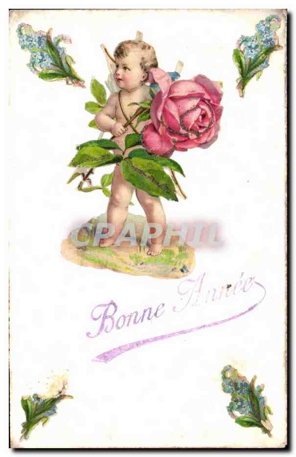 CPA Fantaisie Fleurs Ange Angel