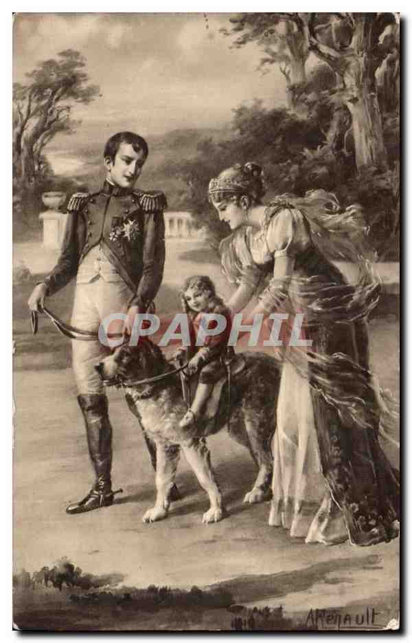CPA Chien Dog Napoleon et Josephine 
