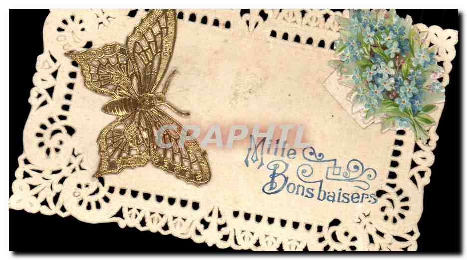 CPA Fantaisie Brodee Papillon Butterfly 