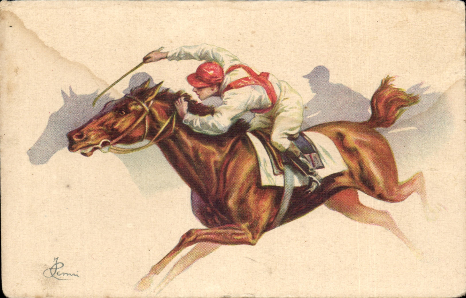 Course de cheval — Jockey en action — Éditeur Annat Gasparini, série 289-3