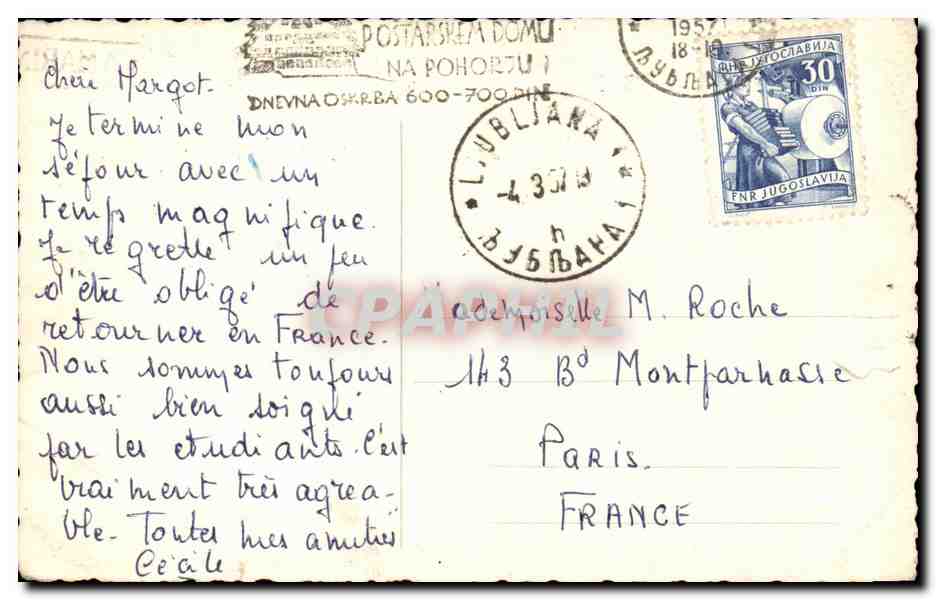 Ljubljana - Kongresni trg — vue du château sur la colline — éditeur Rogatnik, n°203 — Rückseite
