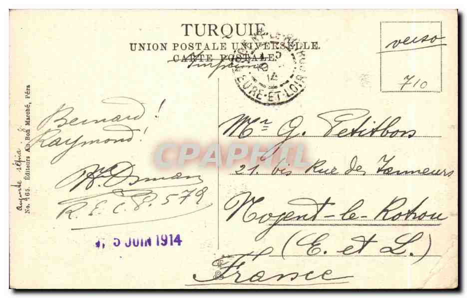 CPA Constantinople Vue de Bebek Turkey Turquie Bosphore — Verso