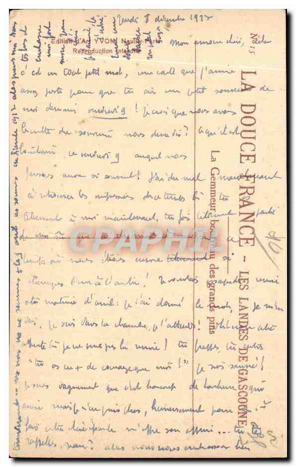 CPA Landes La gemmeur bourreau des grands pins  — Rückseite