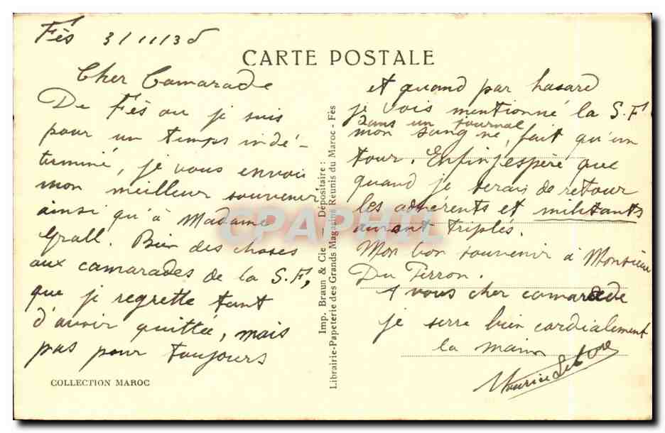 CPA Maroc Fez Vue Generale de la Ville Nouvelle — Rückseite