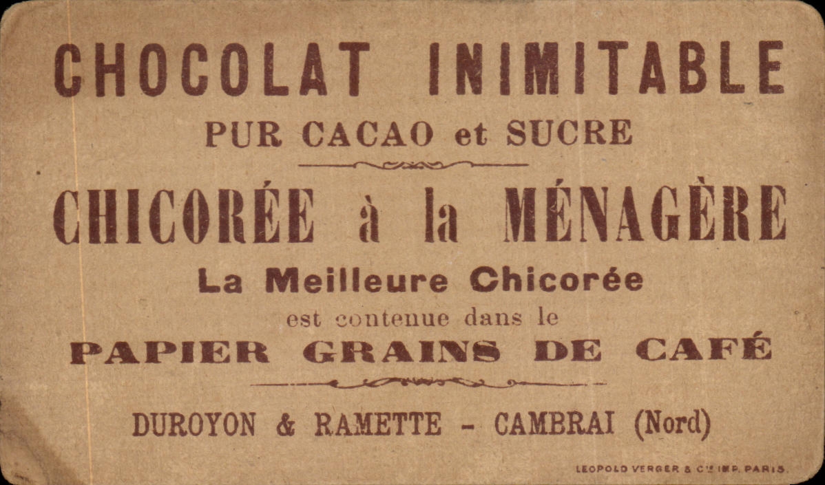 Petite carte publicitaire Chicoree a la Menagere M Kruger E President Du Transvaal